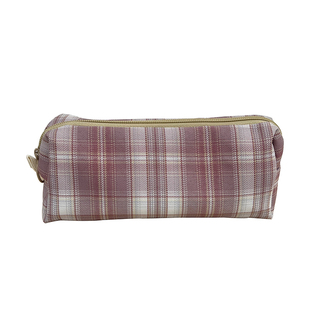 ins学院风JK樱花粉格子化妆包学生笔袋文具包便携收纳小包拉链包