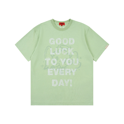 GOODBAI GOODEES蕾丝图案slogan印花oversize短袖T恤