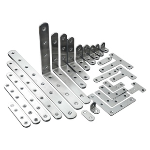 不锈钢角码90度直角家具连接件层板托支架木板固定片一字带孔铁片