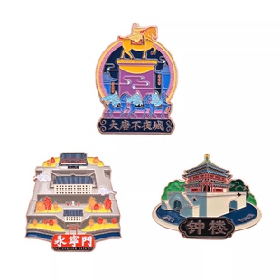 西安冰箱贴纪念品大雁塔小雁塔华清池钟楼城墙原创个性金属磁贴