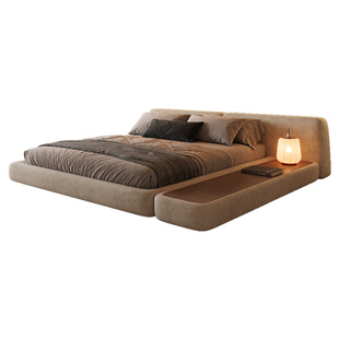 纳威中古风主卧床科技布艺榻榻米落地床日式侘寂风地台床2025新款