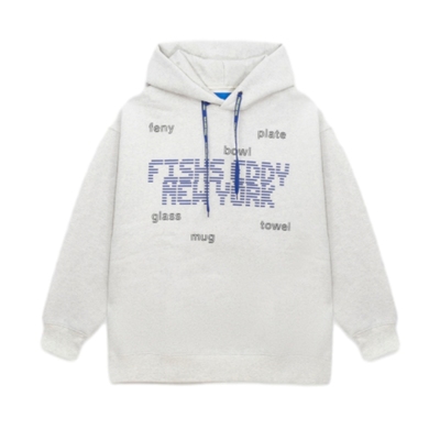 FISHS EDDY卫衣2025冬季男女同款时尚印花连帽抽绳加绒上衣284644