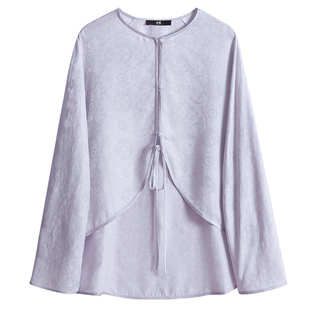 中国丝绸隆鹊[鹤鹿同春罩衫]罗新中式夏季高端桑蚕丝上衣丁香紫新