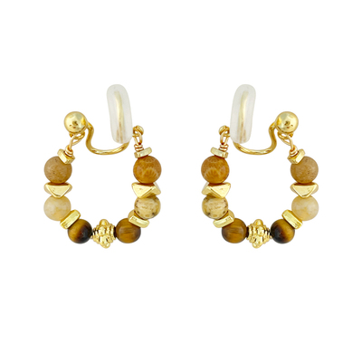 美拉德虎眼石复古串珠耳环