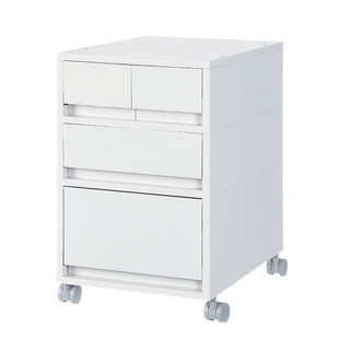 霜山抽屉式收纳柜办公室A4文件储物柜家用桌下3层可移动置物柜