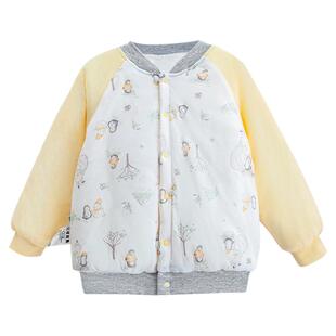 哥比兔儿童印花夹棉外套男女童保暖加厚棉上衣秋冬保暖外套