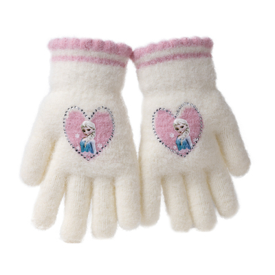 艾莎公主手套儿童女孩冬加厚保暖防寒五指手套女童小学生上学专用