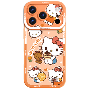 helloKitty猫适用iPhone17手机壳新款苹果17promax保护壳16pro硅胶15全包14plus系列13防摔12可爱ip橙色air女