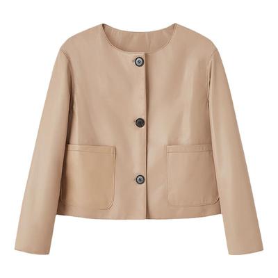 短款皮衣圆领皮夹克兽王休闲