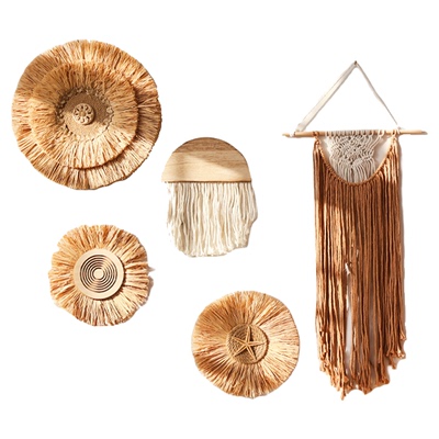 ins波西米亚风草藤编背景墙挂饰