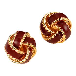 925纯银针同心结耳钉女2026马气质本命年耳环高级感气质红色耳饰