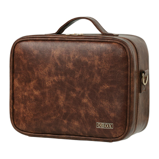 OBOX复古琥珀LED带镜化妆包梳妆化妆品分区收纳大容量可挂行李箱