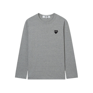 IT CDG PLAY COMME des GARCONS川久保玲情侣款爱心缝饰长袖T恤