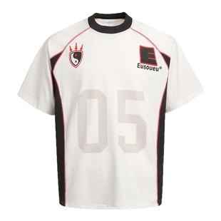 EU/EUSOUEU 2025SS拼接Blockcore撞色情侣户外运动足球服短袖T恤