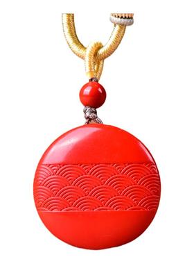 高含量天然红砂真朱砂祥云无事牌配件百搭款吊坠