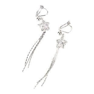 畹町新款红棕棋盘耳夹小众设计长款耳环精致百搭耳饰