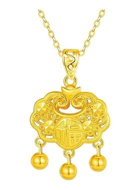 新中式古法宝宝平安锁吊坠项链