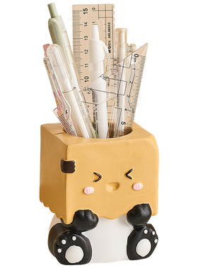 女生工位治愈笔筒收纳盒摆件