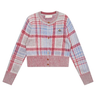 VIVIPUOOWD西太后同款经典小标刺绣土星复古撞色格纹修身百搭毛衣