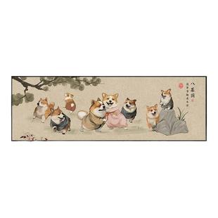 八基图趣味装饰画民宿搞笑古画猫咪搞怪仿名画萌狗宠物店创意挂画