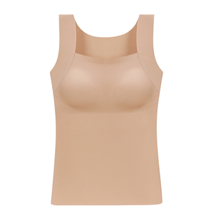 秋冬季新款红色保暖背心女款加绒带胸垫侧收副乳不跑杯内搭打底衣