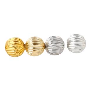 保色配件18k包金白金色玫瑰金横切花珠瓜纹圆珠diy串饰品散珠隔珠