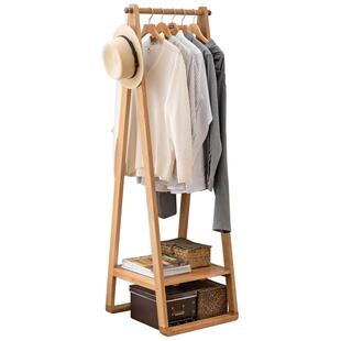 源氏木语全实木挂衣架北欧简约橡木客厅置物架卧室家用落地衣帽架