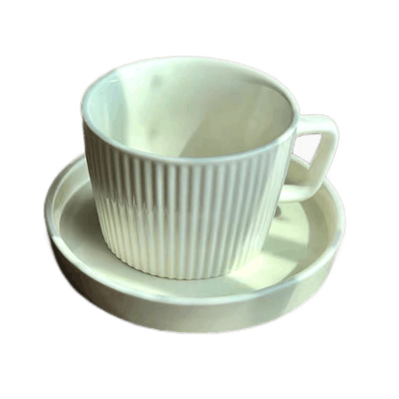 ins复古奶白竖条纹拉花咖啡杯