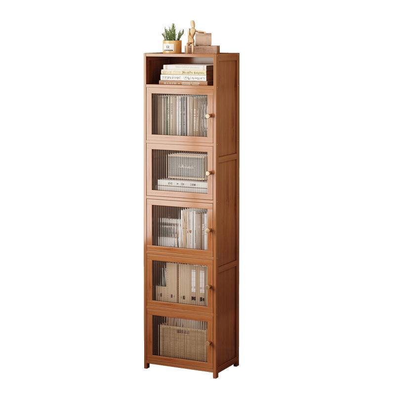 书柜带柜门防尘高窄柜简易书架储物柜一体落地置物架墙边角落立柜