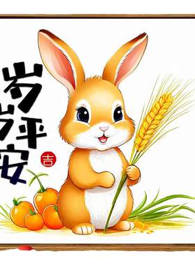 十字绣岁岁平安卡通兔子