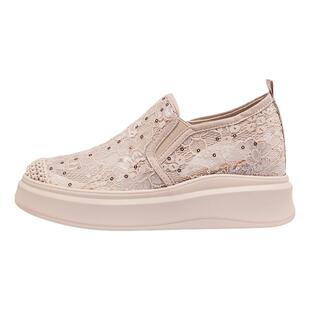 小码31 32 33蕾丝乐福鞋女内增高网纱透气厚底一脚蹬懒人渔夫鞋34