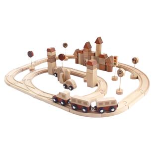 现代样板间儿童房玩耍区摆件宝宝积木轨道玩偶大熊创意摆设高级感