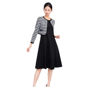 科尚女装2026年春季新款法式小香风开衫连衣裙两件套女名媛风套装