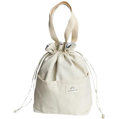 圆本加厚帆布饭盒袋保温大容量