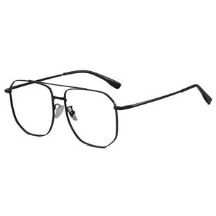 纯钛大码160mm金丝眼镜框男款可配近视镜防蓝光变色大脸眼镜架女