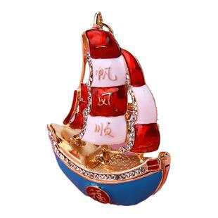 国潮一帆风顺小船汽车钥匙扣女网红包包挂件钥匙链圈商务创意礼品