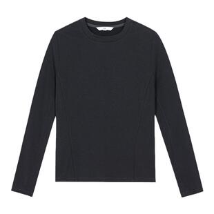 末未MIIWII24冬深灰色高弹针织圆领长袖休闲内搭上衣T244323女士