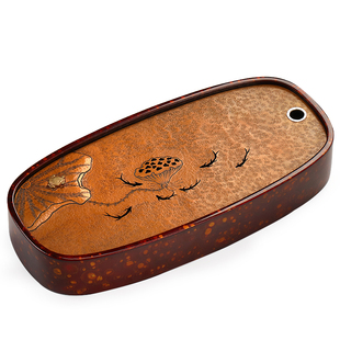 好茗天 手工复古紫铜壶承干泡台储水式茶盘大漆茶托 功夫茶具配件