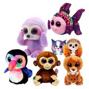 正版ty毛绒玩具公仔大眼睛丑萌玩偶动物猫头鹰恐龙女孩布娃娃礼物