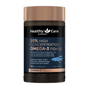 澳州Healthy Care 95%高浓度Omega-3鱼油胶囊60粒液体脑黄金现货