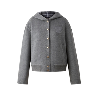 【70%绵羊毛】Eland衣恋毛呢外套女时尚短款连帽大衣2025冬季新款