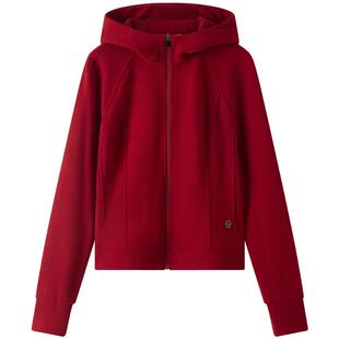 十二篮商场同款休闲运动连帽外套女肌理感显瘦显白红色25冬新款