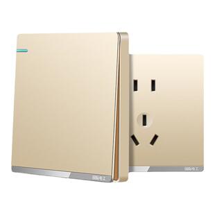 国际电工86型家用暗装金色电源插座一开5五孔带USB开关插座面板