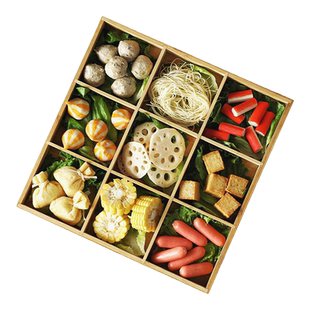 日式九宫格托盘六宫格餐具火锅配菜盘木质格子拼盘木盒竹盘子创意