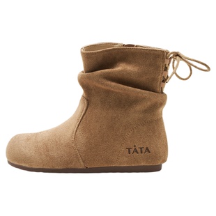 TATA他她童鞋加绒美拉德女童靴子复古堆堆靴沙漠西部靴中筒靴短靴