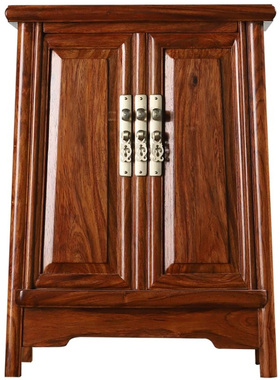 海南黄花梨木复古双门收纳圆角柜