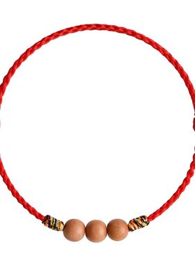 普陀山桃木宝宝压惊平安红绳手链