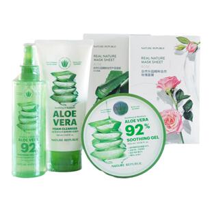 自然乐园 NATURE REPUBLIC芦荟舒缓保湿洁面乳喷雾芦荟胶玫瑰面膜