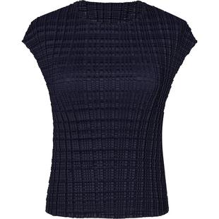 曼德诗短袖女2025年夏新款舒适百搭上衣肌理感褶皱百搭减龄套头衫