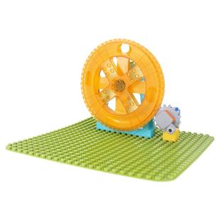 费乐大颗粒滑道积木手动旋转大转盘圆盘风车创意DIY配件组件玩具